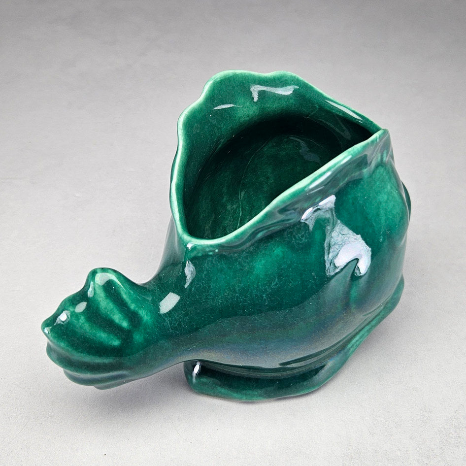 Lucia Ware 2202 Dark Green Ceramic Fish Vase, view 4