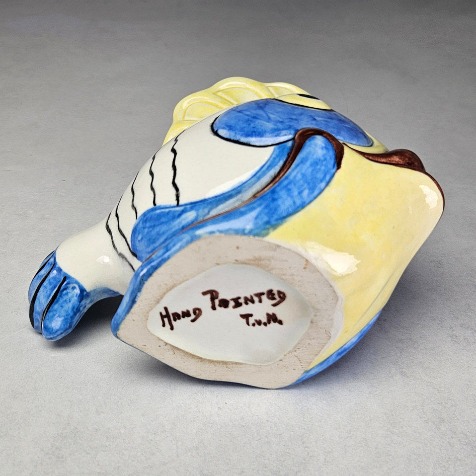 Lucia Ware 2202 Hand-Painted Blue Ceramic Fish Vase, view 5