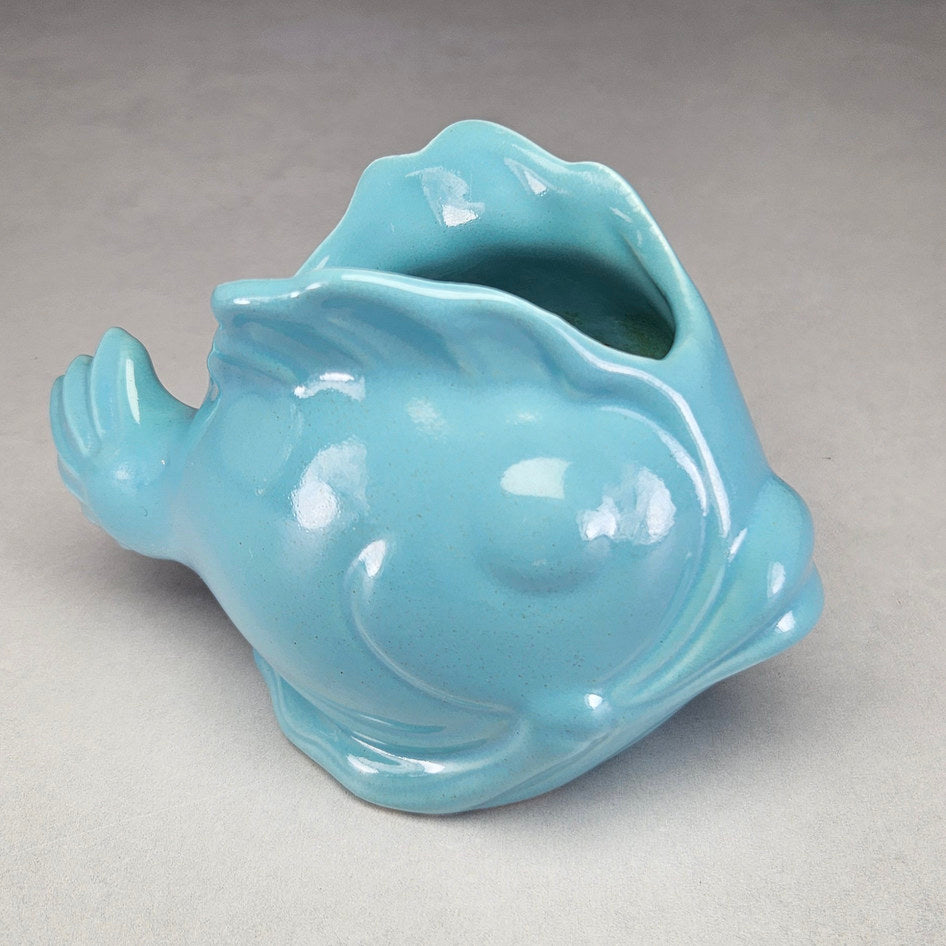 Lucia Ware 2202 Turquoise Ceramic Fish Vase, view 3