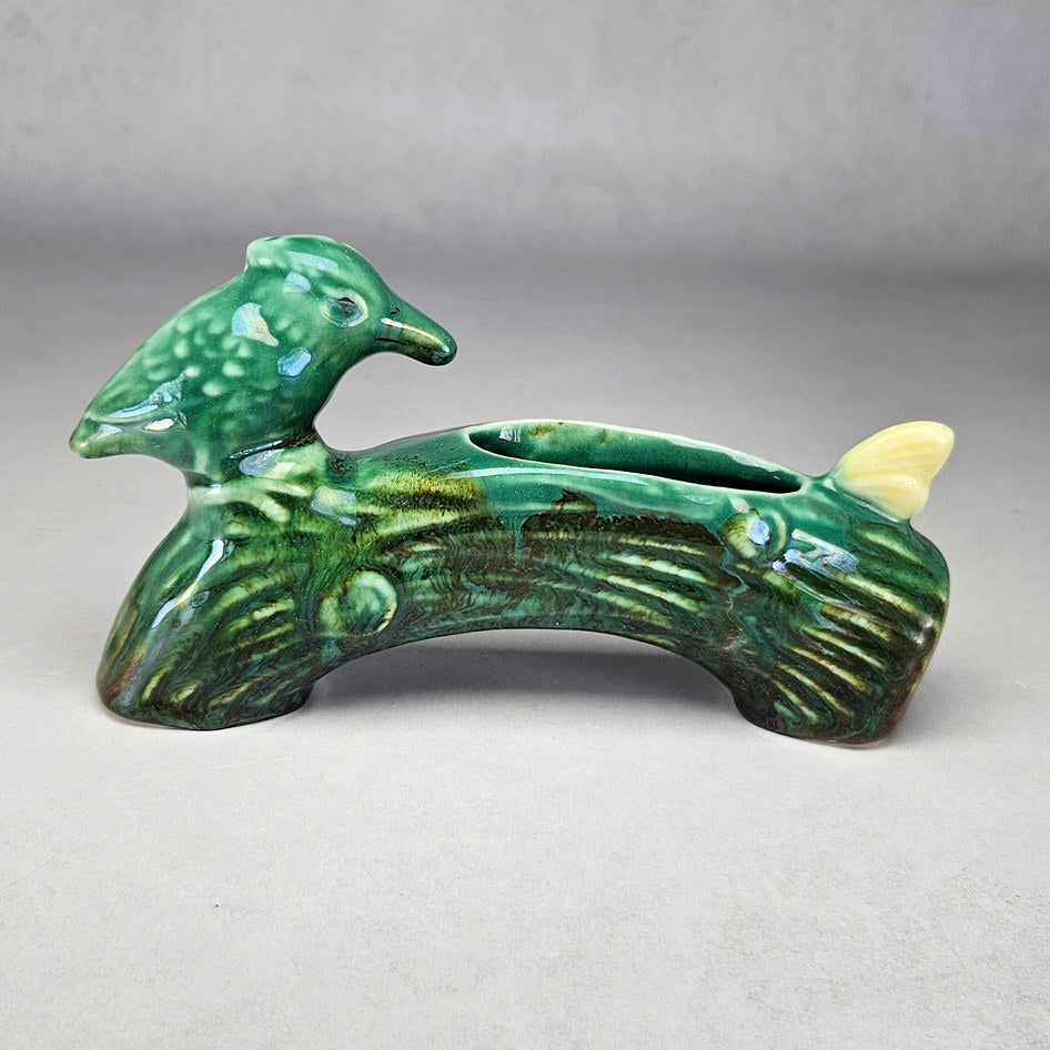 Lucia Ware 4005 Green Bird and Log Posy Vase, view 1
