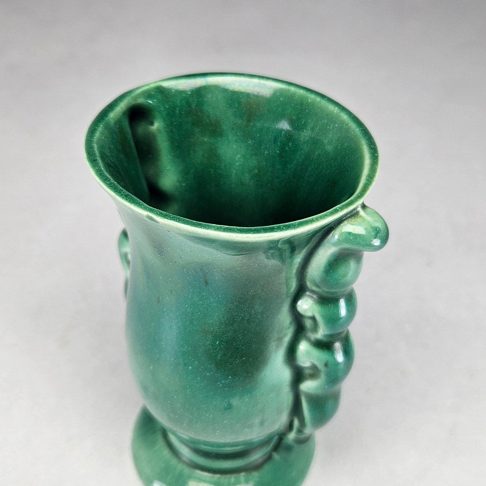 Lucia Ware attributed green vase showing gently flared opening