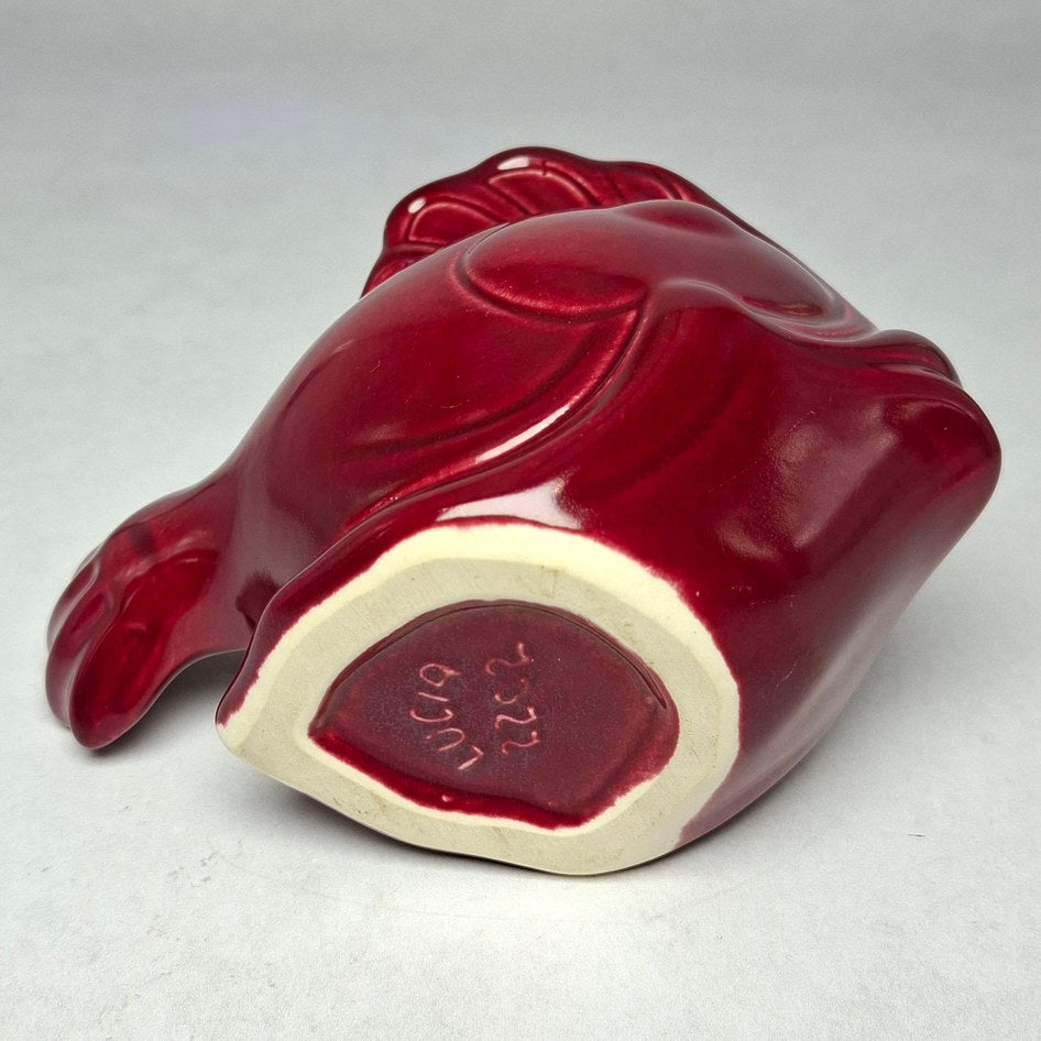 Lucia Ware Burgundy Red Ceramic Fish Planter Vase Style 2202