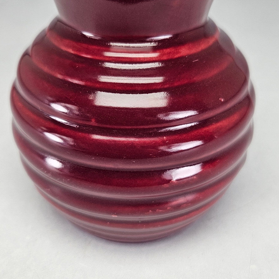 Lucia Ware burgundy ribbed ceramic beehive vase model 2011