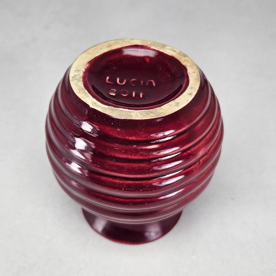 Lucia Ware burgundy ribbed ceramic beehive vase model 2011