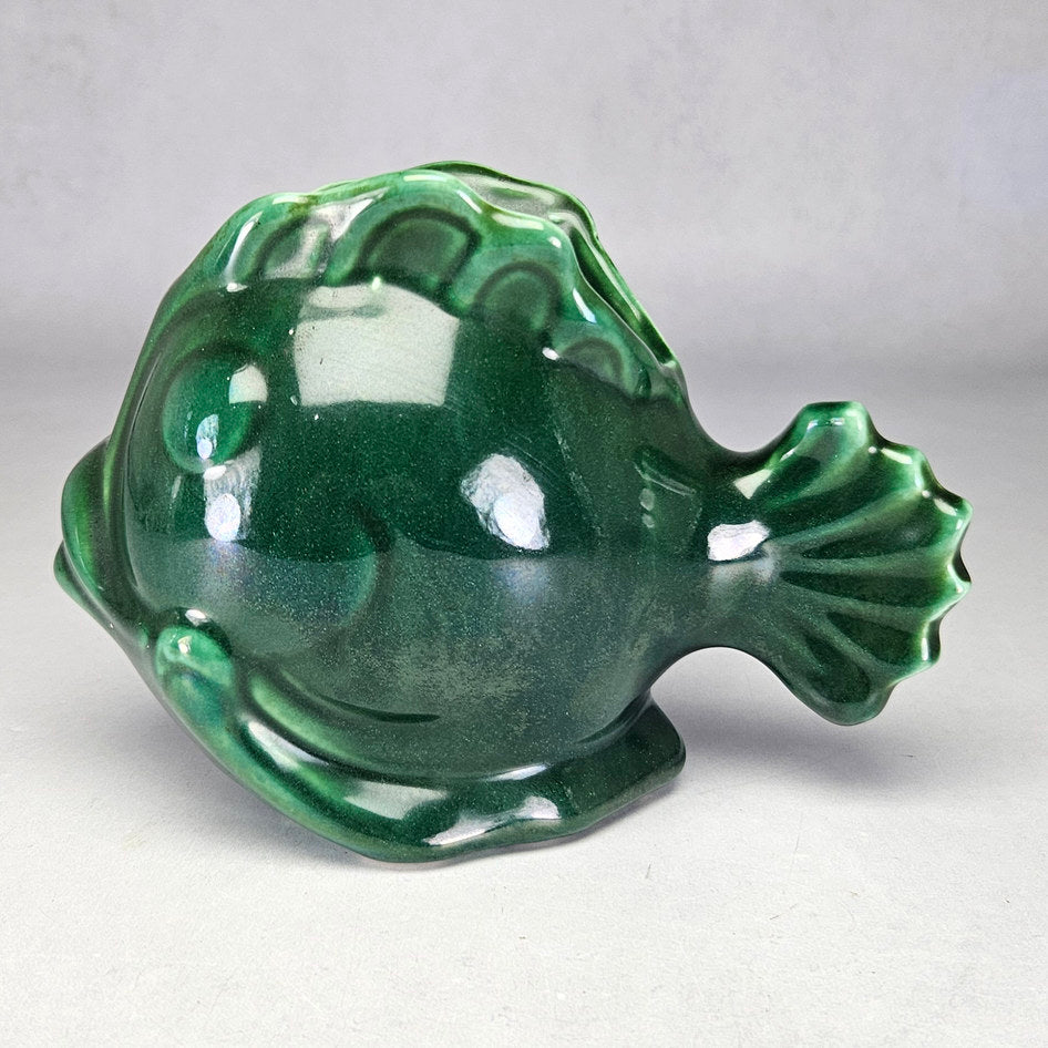 Lucia Ware green fish planter vase with spreading tail