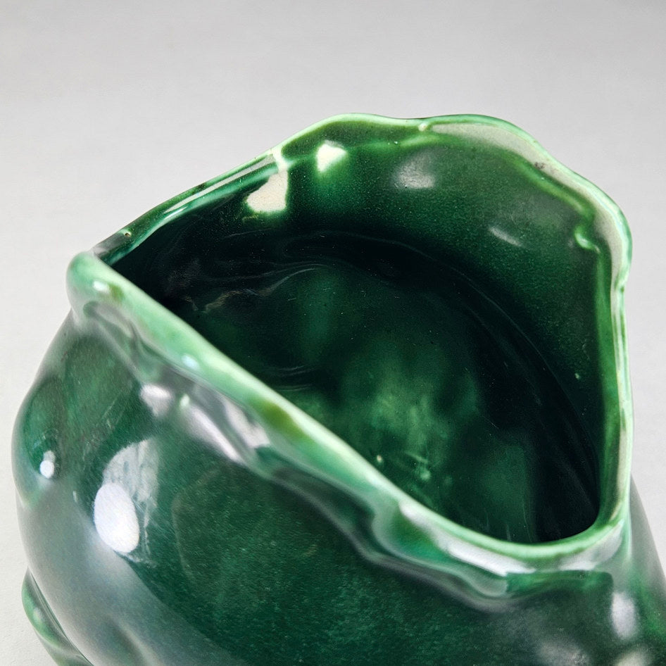 Lucia Ware green fish planter viewed towards glazed interior
