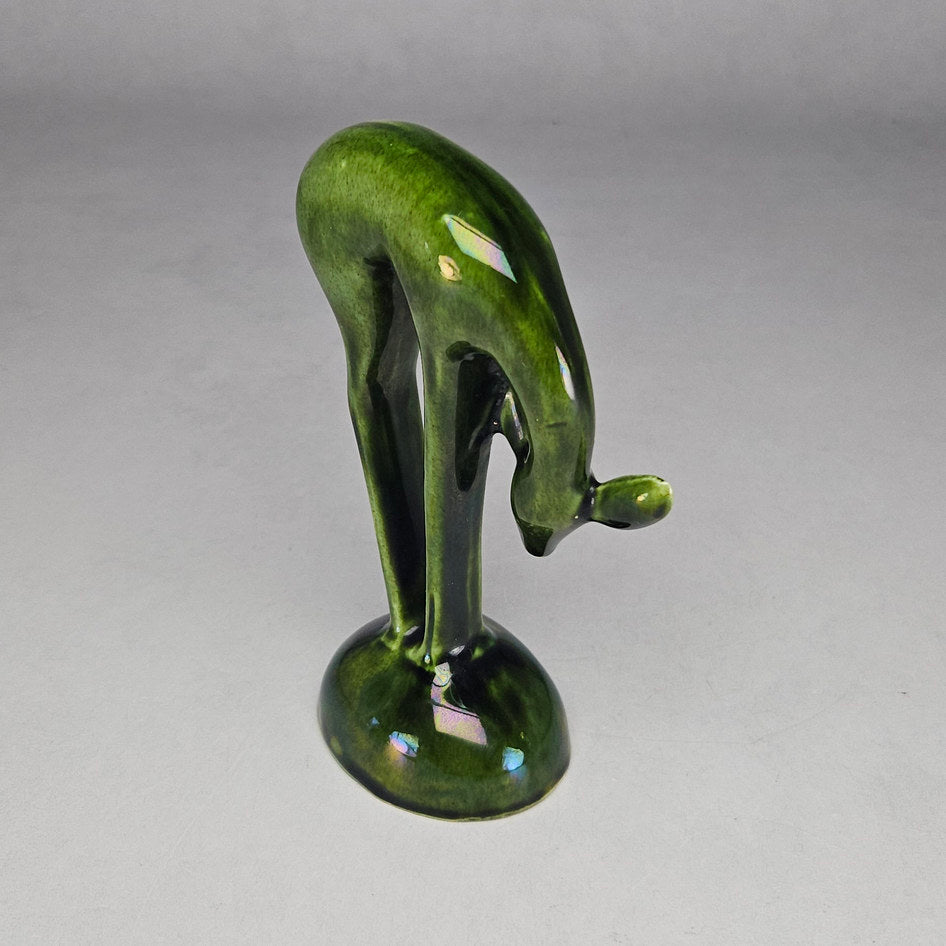 Lucia Ware Green Mid-Century Ceramic Deer Figurine Model 5004