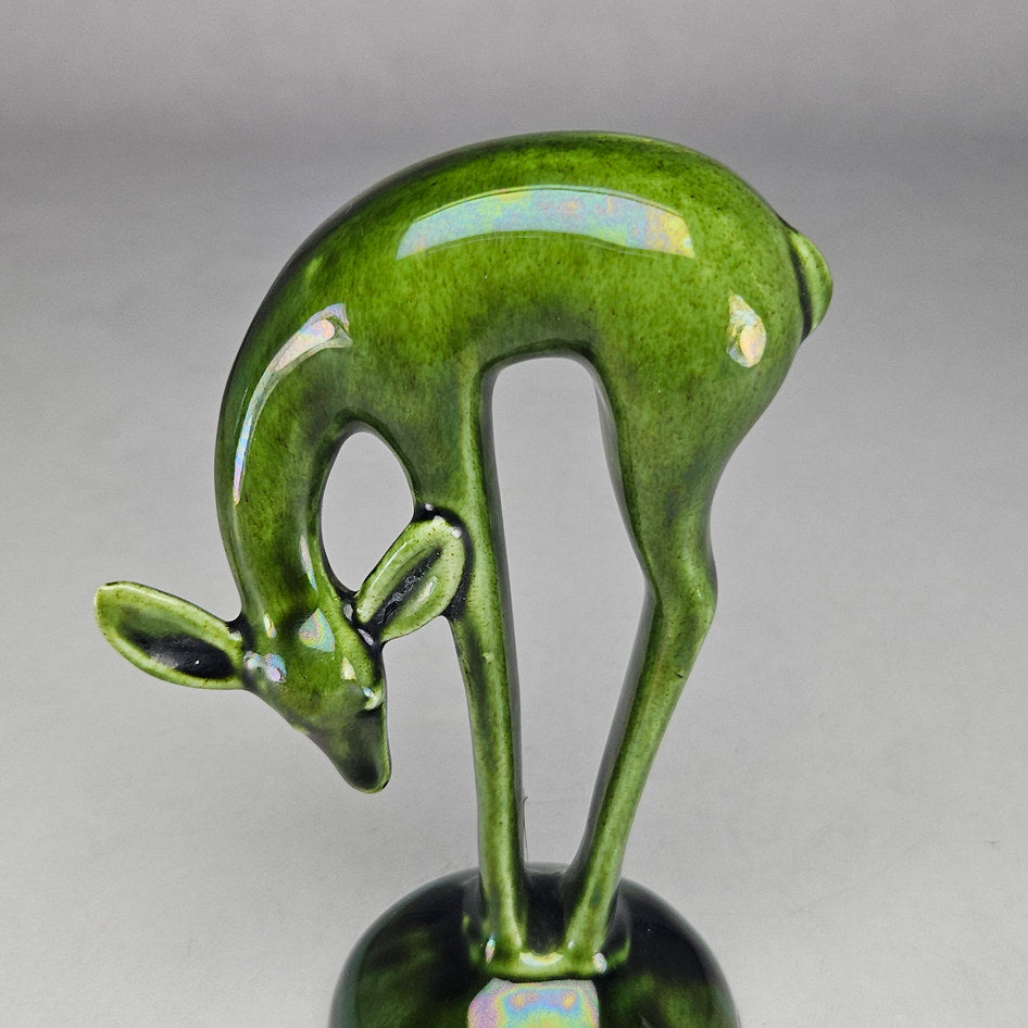 Lucia Ware Green Mid-Century Ceramic Deer Figurine Model 5004