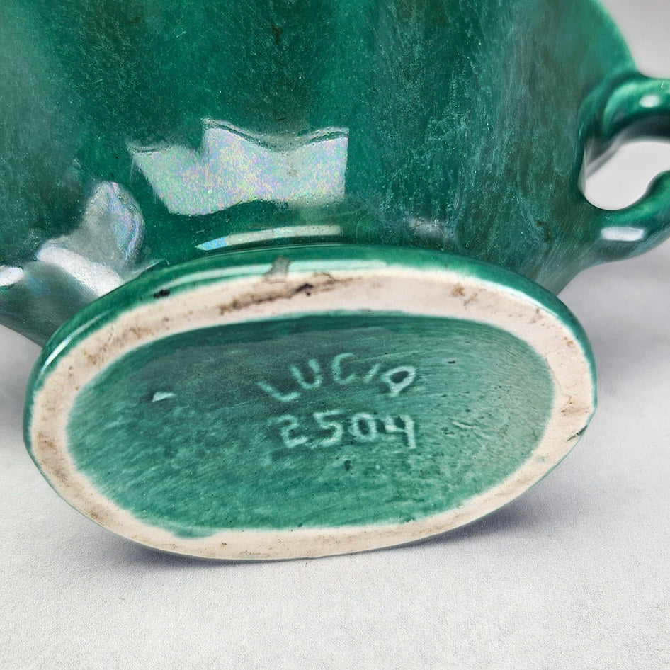 Lucia Ware green footed bowl base close-up showing marking