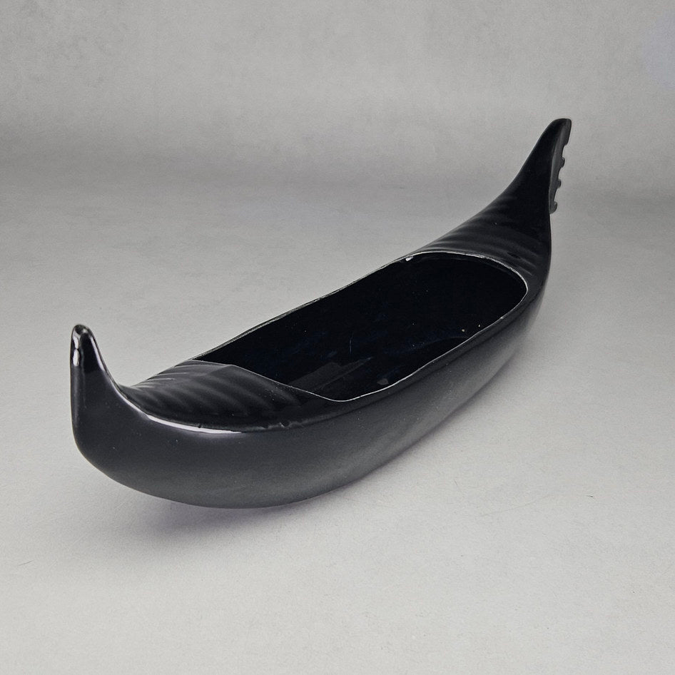 Lucia Ware Large Black Ceramic Gondola Planter Vase Style 6008