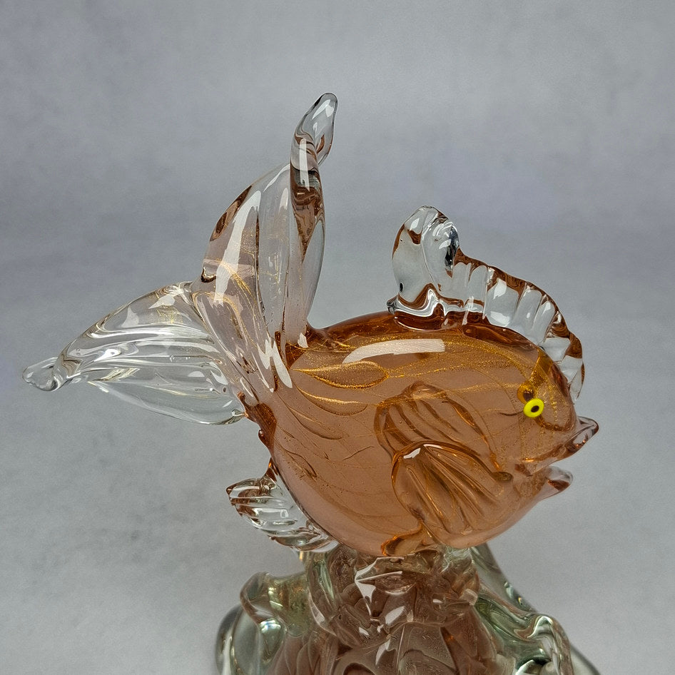 Mid-Century Murano Sommerso Art Glass Fish Sculpture Attributed to Seguso Vetri d'Arte