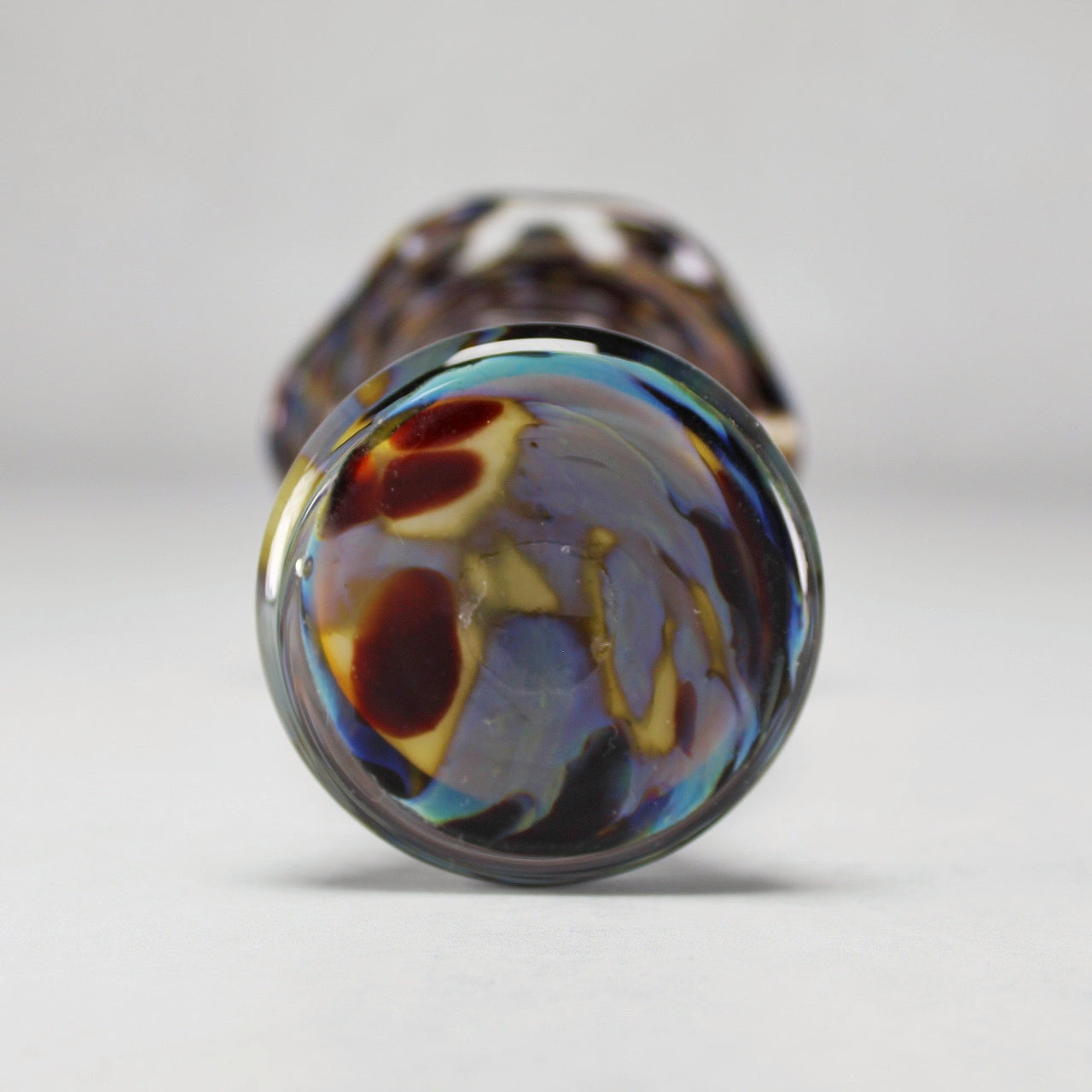 Multicoloured Spatter Hand-Blown Art Glass Ruffled Vase