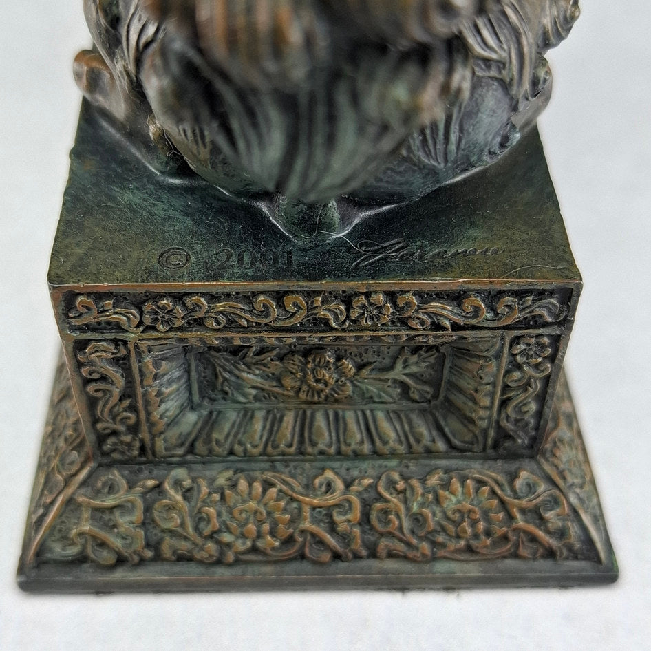 Pair of Bronze-Effect Polyresin Chinese Guardian Lions