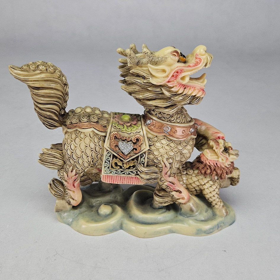 Pair of Chinese-Style Resin Qilin Pixiu Guardian Statues