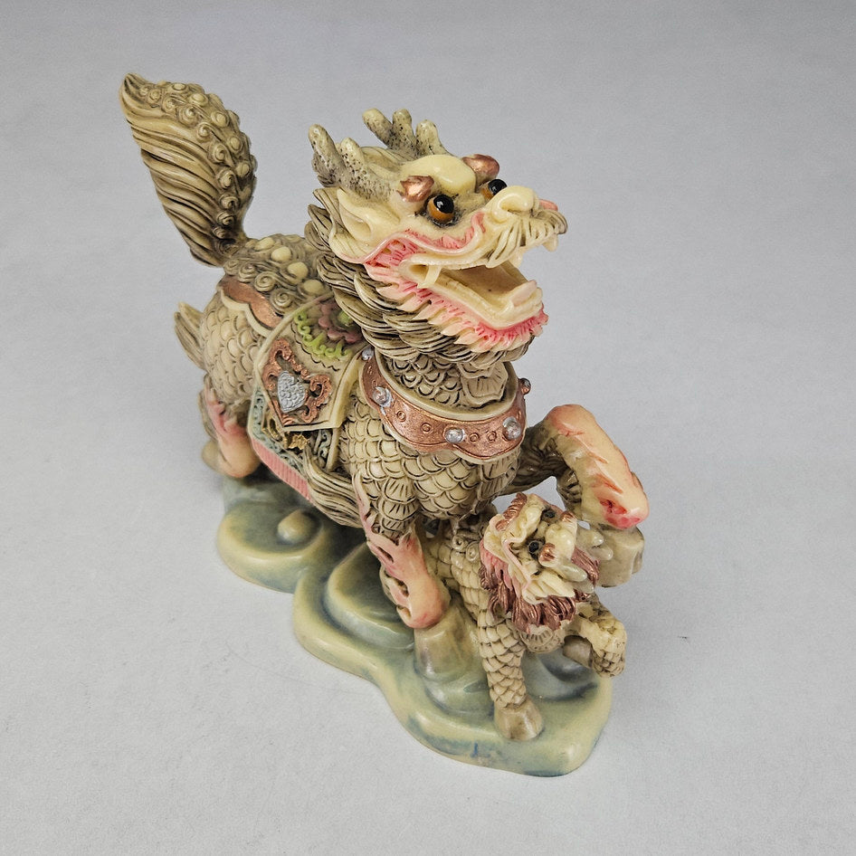 Pair of Chinese-Style Resin Qilin Pixiu Guardian Statues