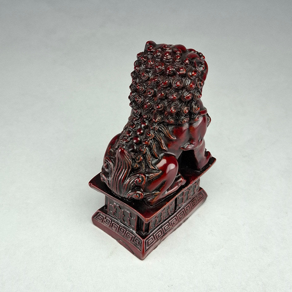 Pair of Red Lacquered Chinese Guardian Lions