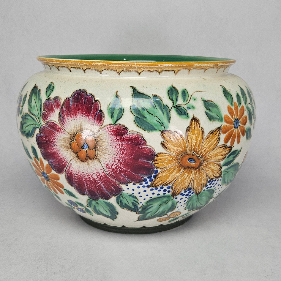 PZH Gouda Toos Hand-Painted Floral Ceramic Cachepot