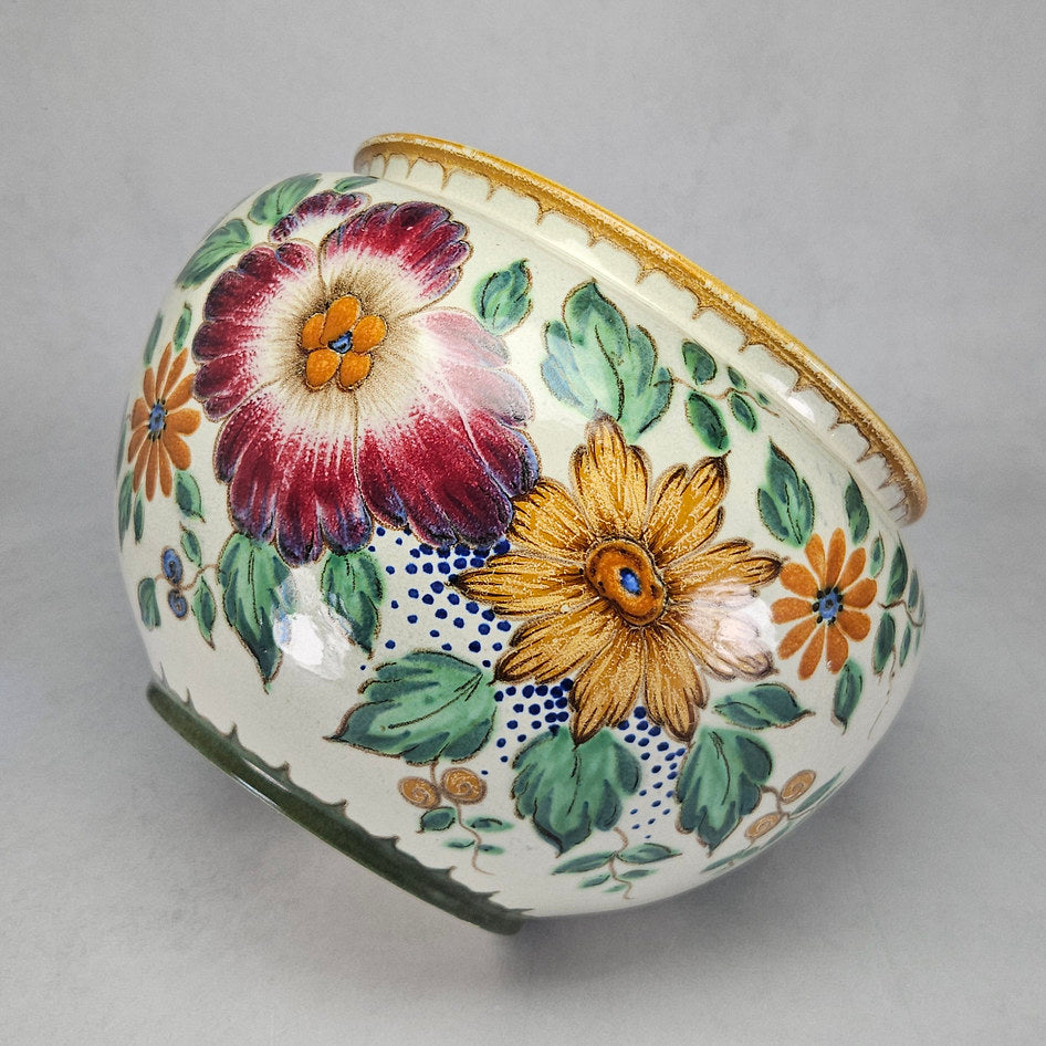 PZH Gouda Toos Hand-Painted Floral Ceramic Cachepot