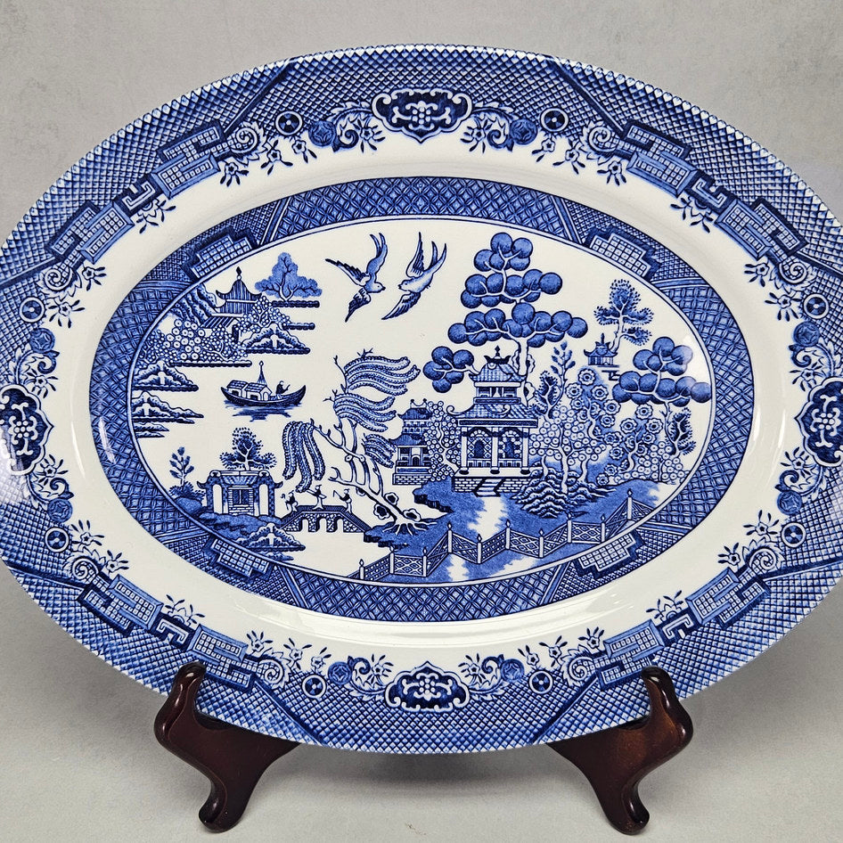 Queen’s by Churchill Blue Willow Oval Serving Platter, view 2