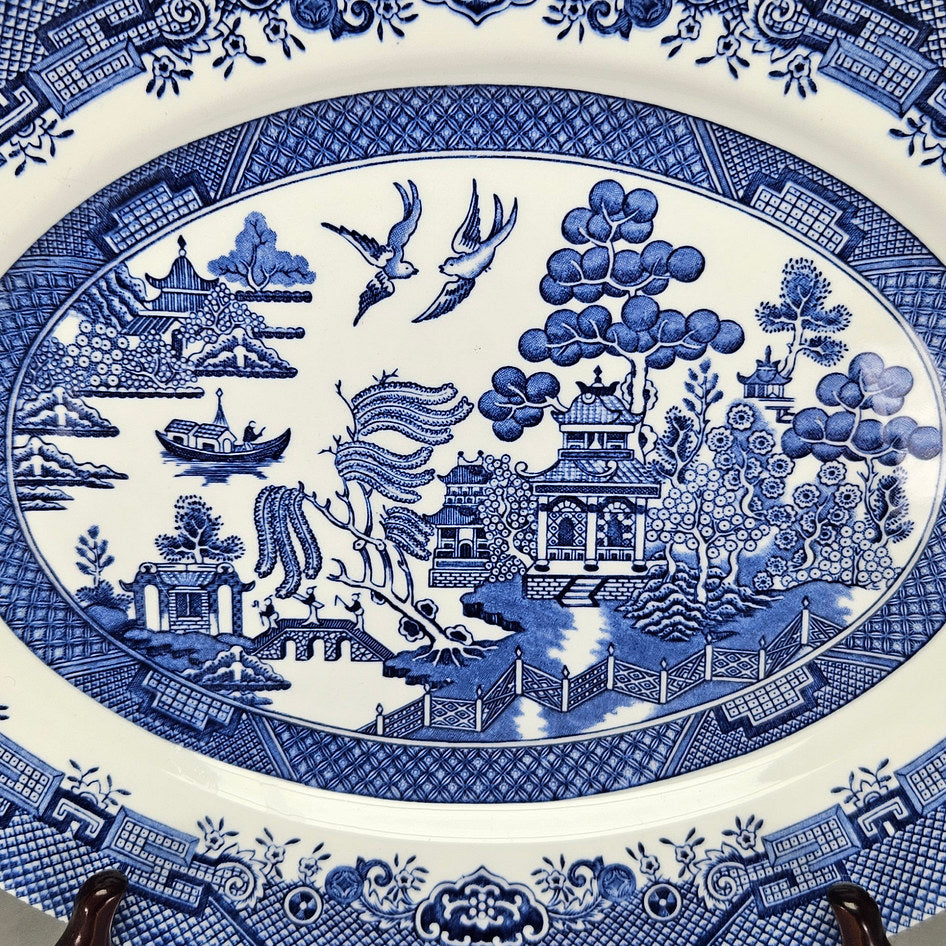 Queen’s by Churchill Blue Willow Oval Serving Platter, view 3