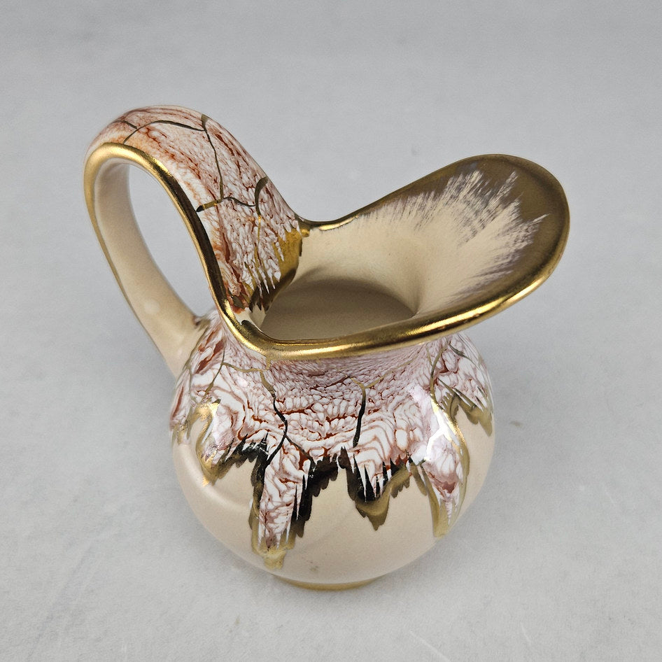 Regina Gouda Holland Hand-Painted Cream and Gold Ceramic Jug