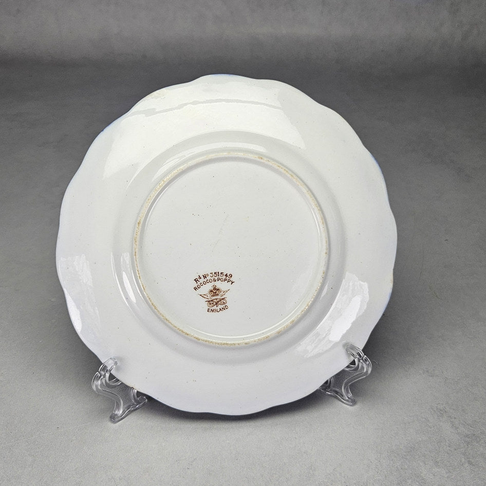 Plant Rococo and Poppy side plate showing further pattern and surface details