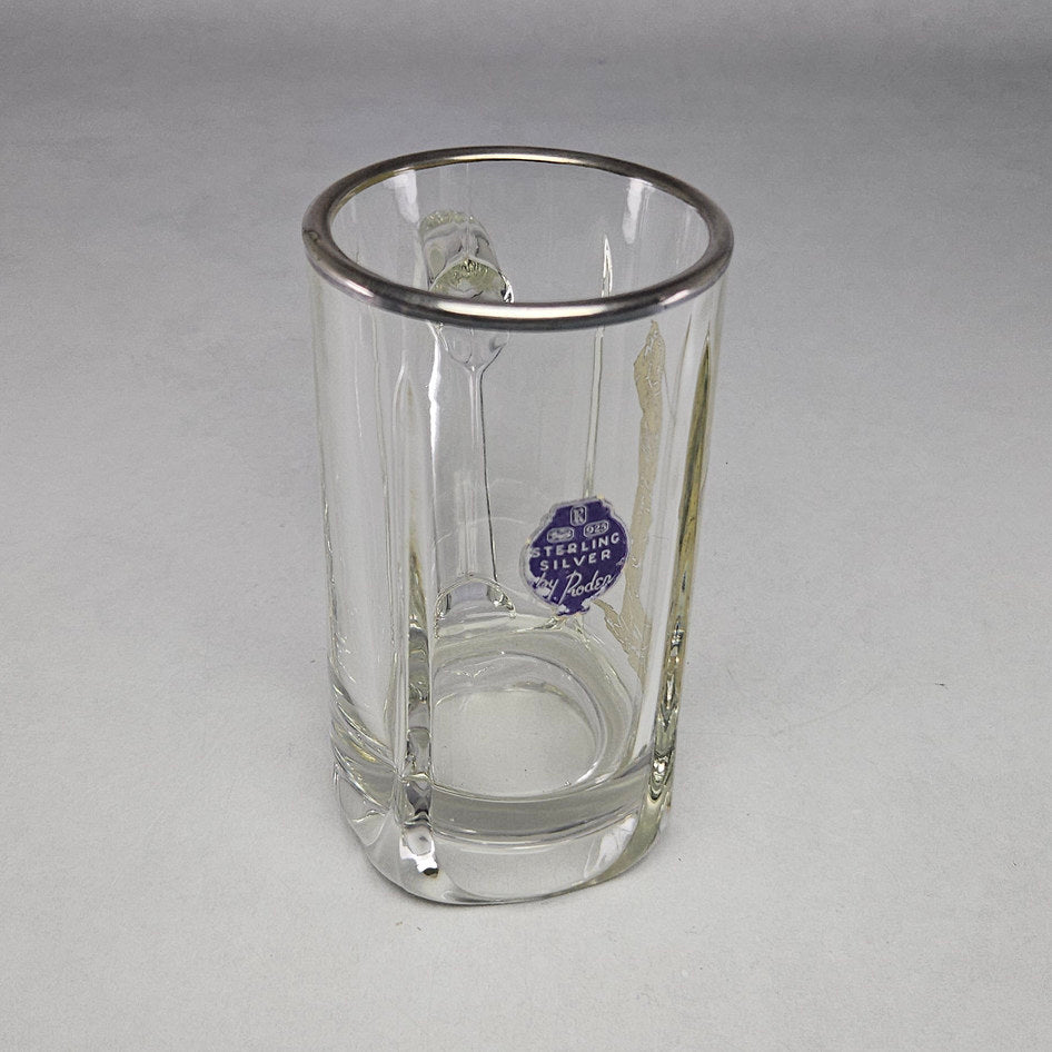 Roden Sterling Silver Overlay Golfer Glass Beer Mug c.1955