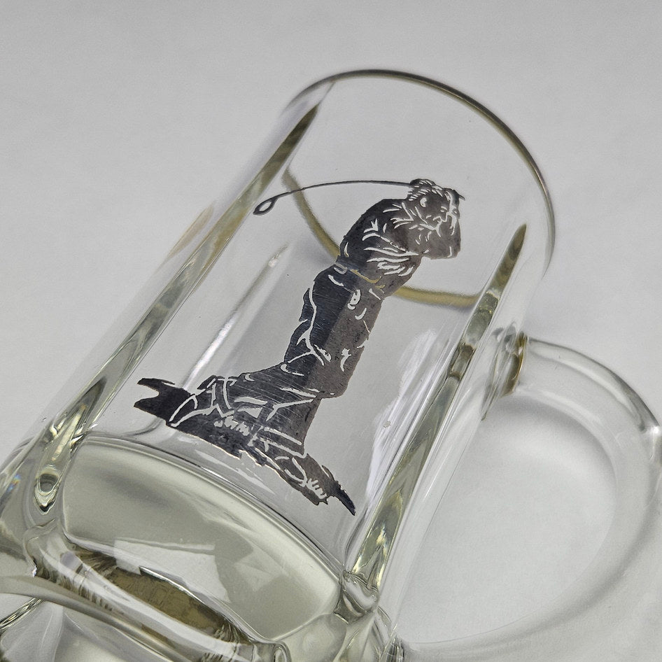 Roden Sterling Silver Overlay Golfer Glass Beer Mug c.1955