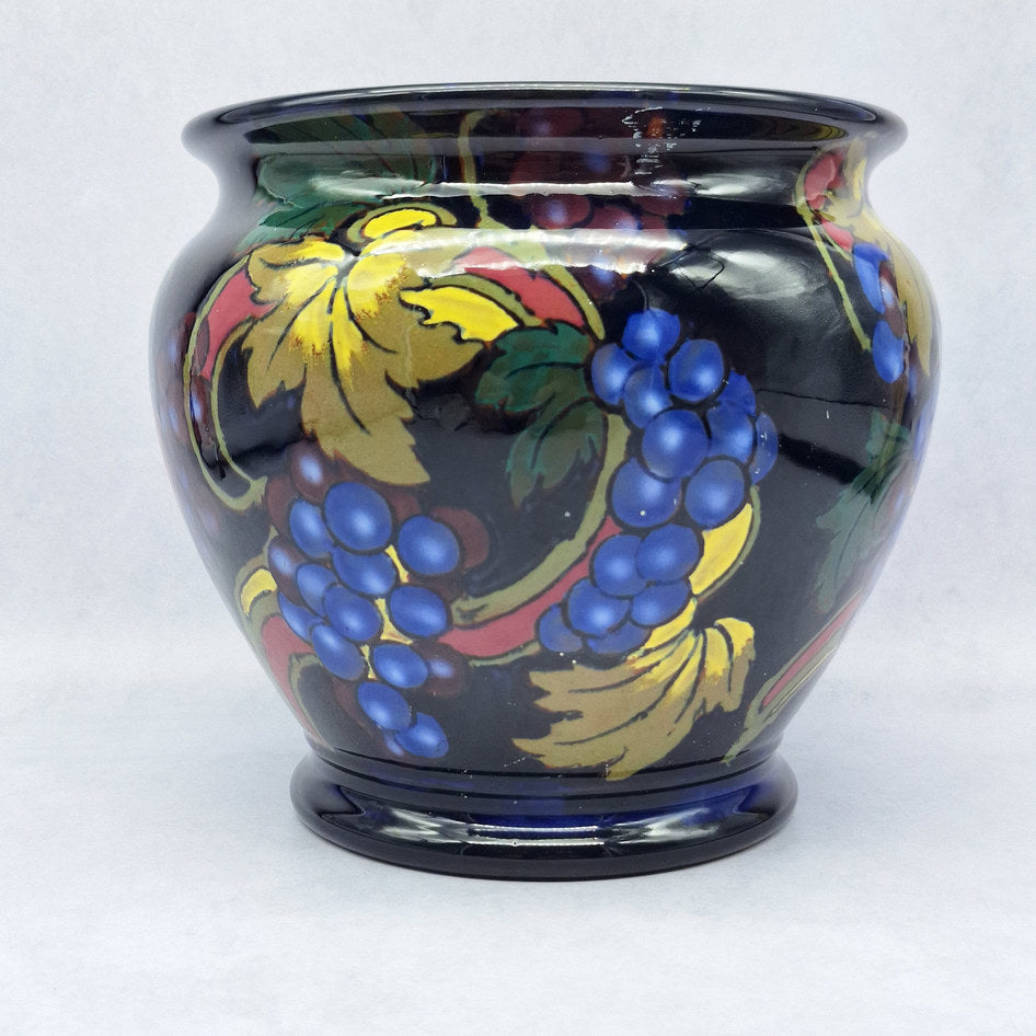 Royal Stanley Ware Jacobean Cobalt Grape Motif Planter Vase 850