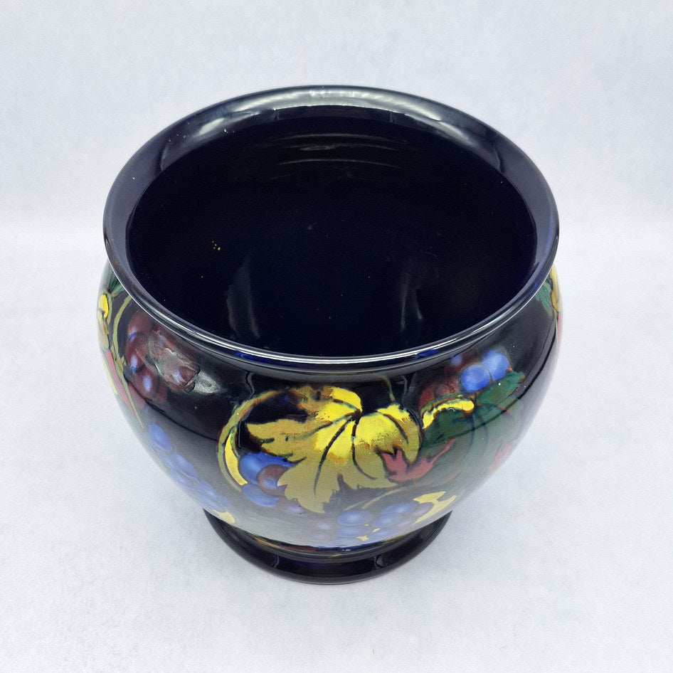 Royal Stanley Ware Jacobean Cobalt Grape Motif Planter Vase 850