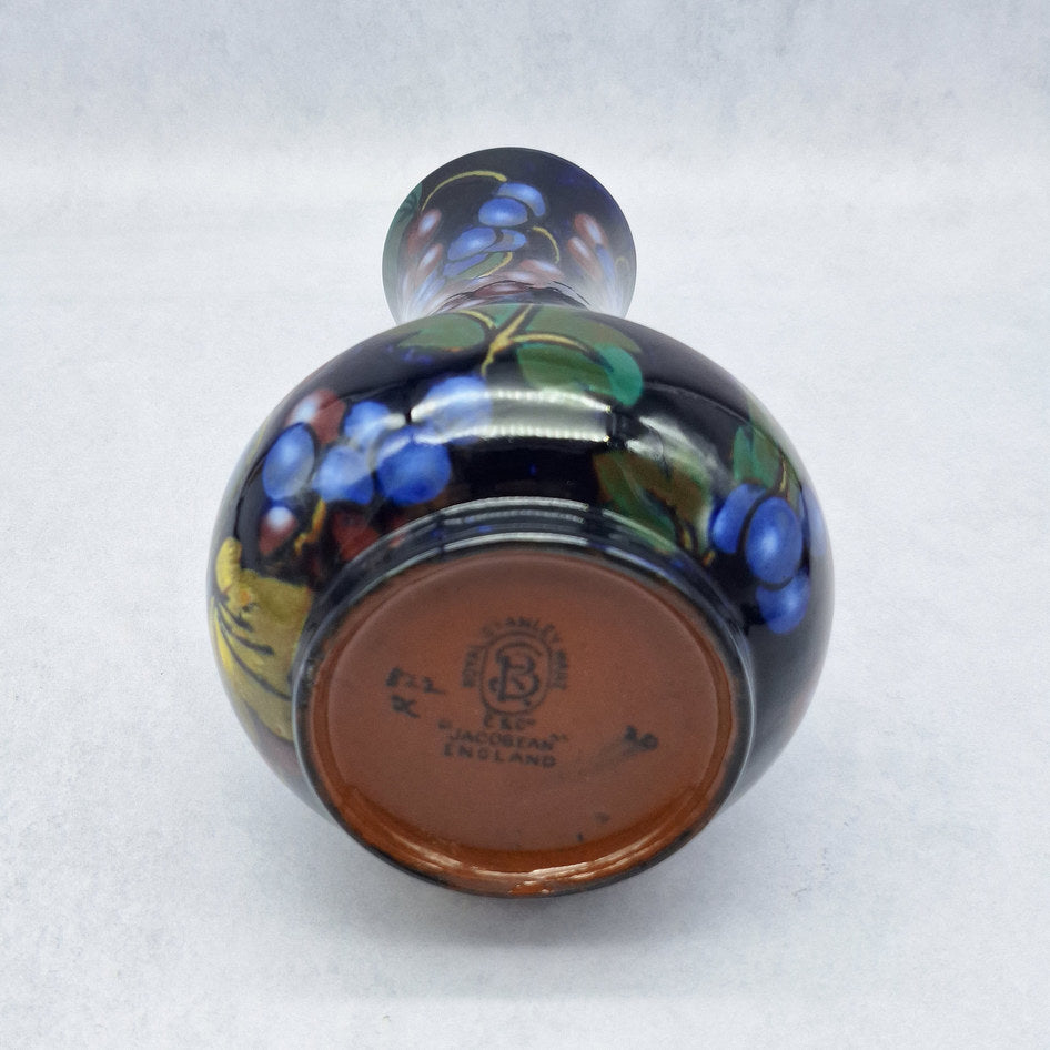Royal Stanley Ware Jacobean Cobalt Grape Motif Vase