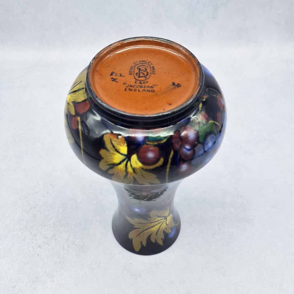 Royal Stanley Ware Jacobean Cobalt Grape Motif Vase