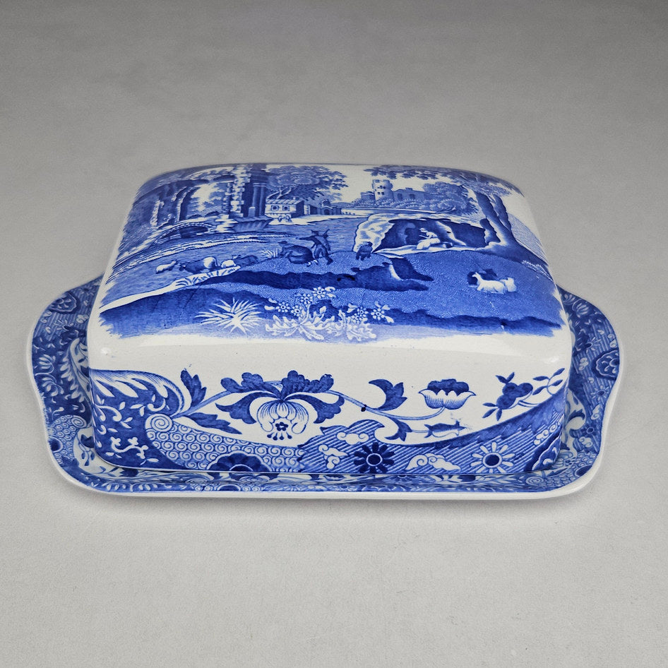 Spode Blue Italian Rectangular Covered Butter Dish