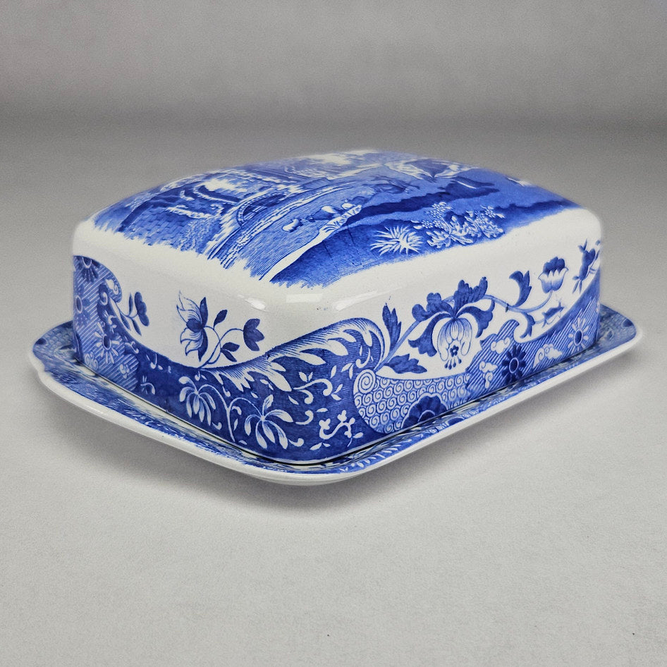 Spode Blue Italian Rectangular Covered Butter Dish
