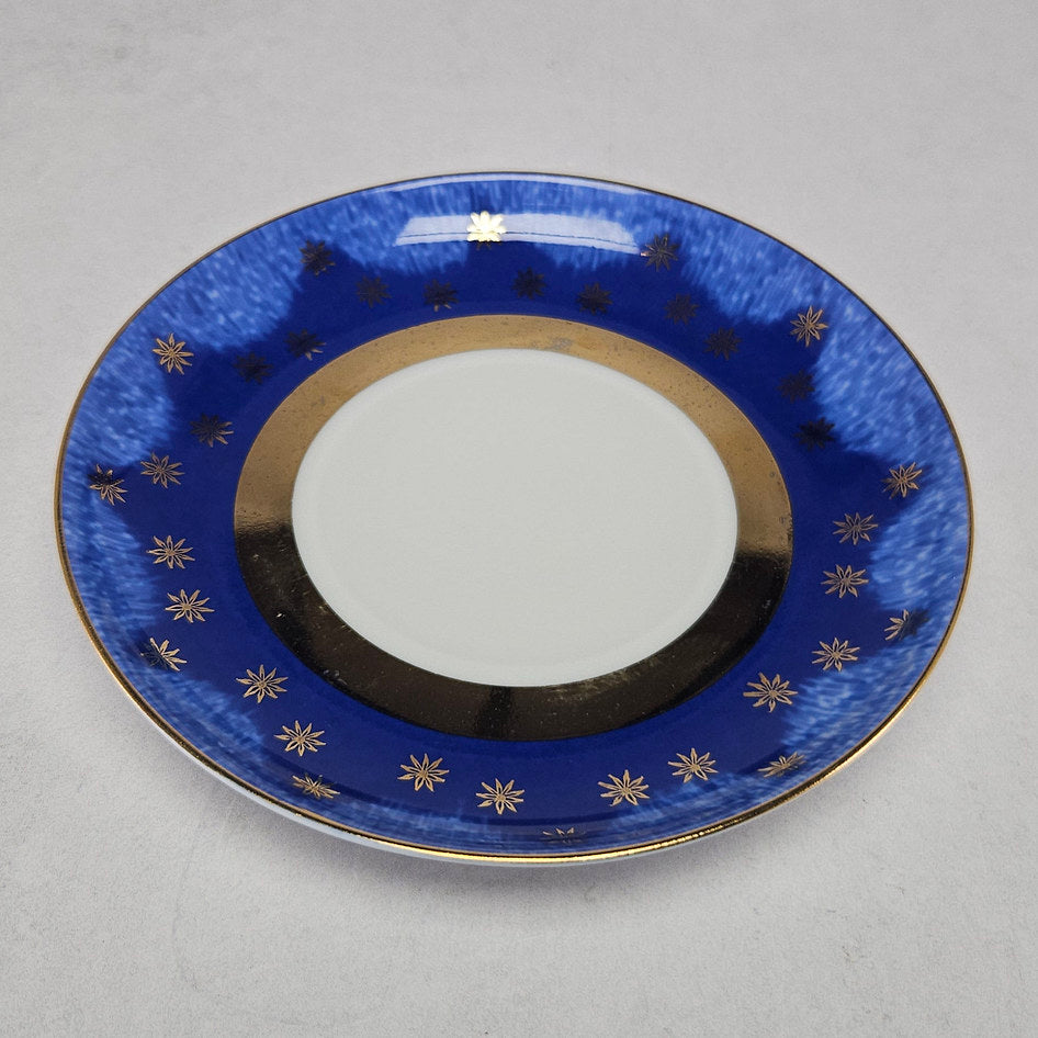 Lomonosov St. Petersburg Cobalt and Gilt Porcelain Cup and Saucer