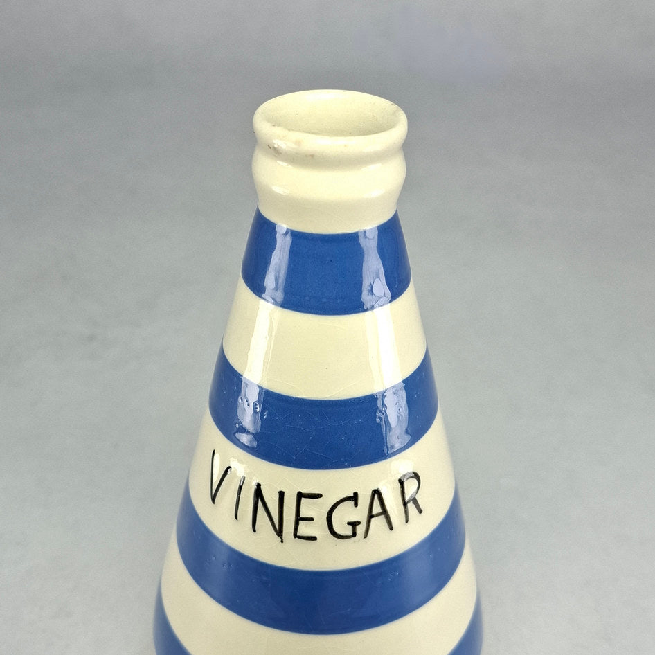 Staffordshire Chef Ware Blue and White Striped Vinegar Jar