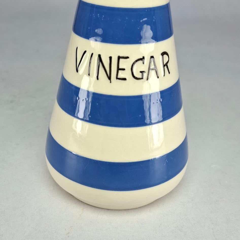 Staffordshire Chef Ware Blue and White Striped Vinegar Jar