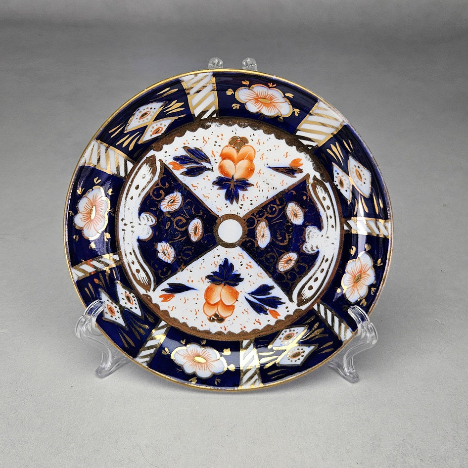 Taylor and Kent Imari tea saucer with cobalt panels and gilt flowers