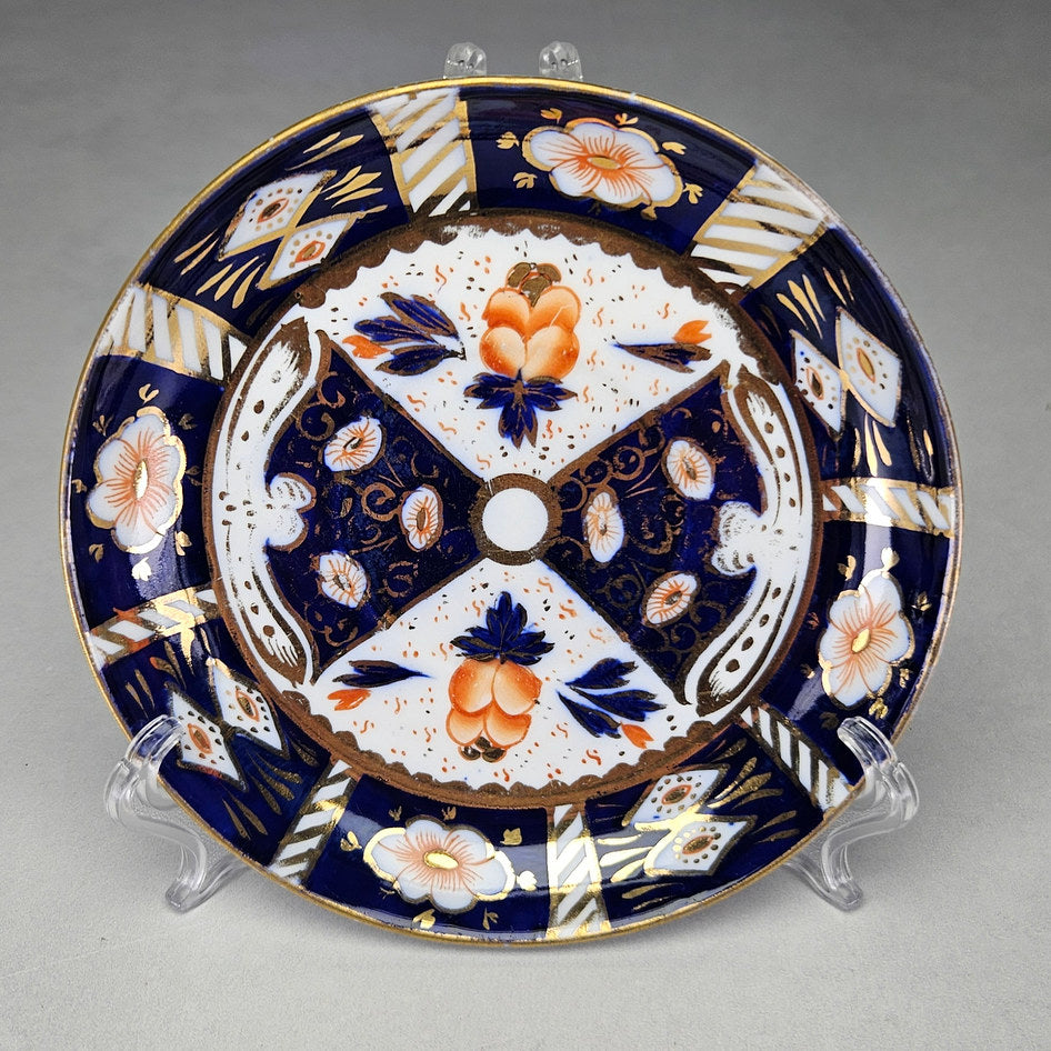 Taylor and Kent Imari tea saucer showing cobalt panels and gilt flowers