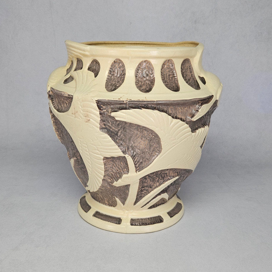 Vintage 1930s Burleigh Ware flying geese vase, front view