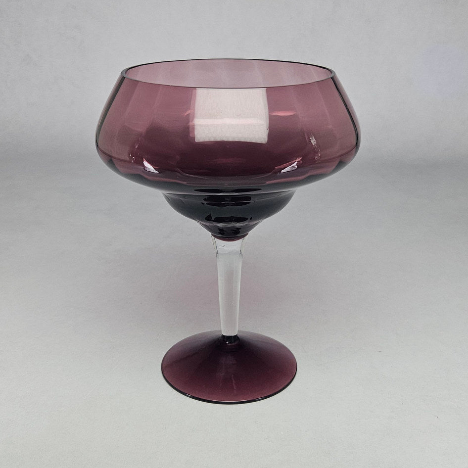 Vintage Amethyst Empoli Glass Footed Coupe Dessert Bowl