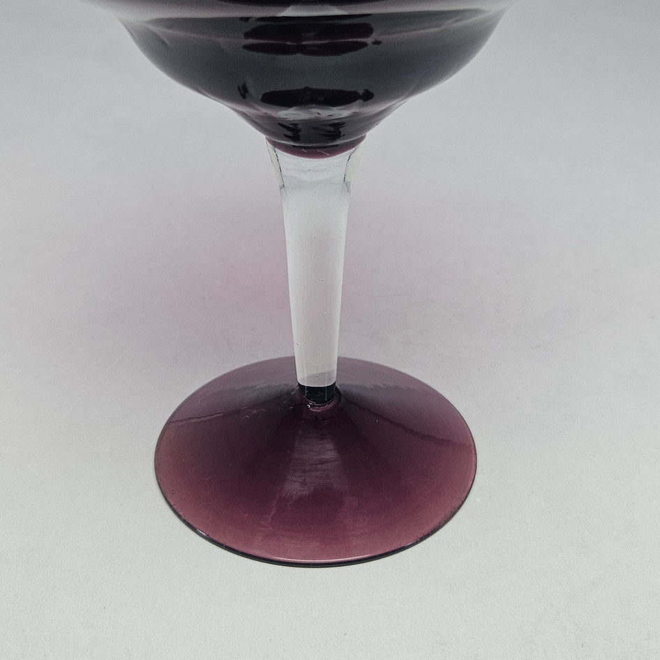 Vintage Amethyst Empoli Glass Footed Coupe Dessert Bowl