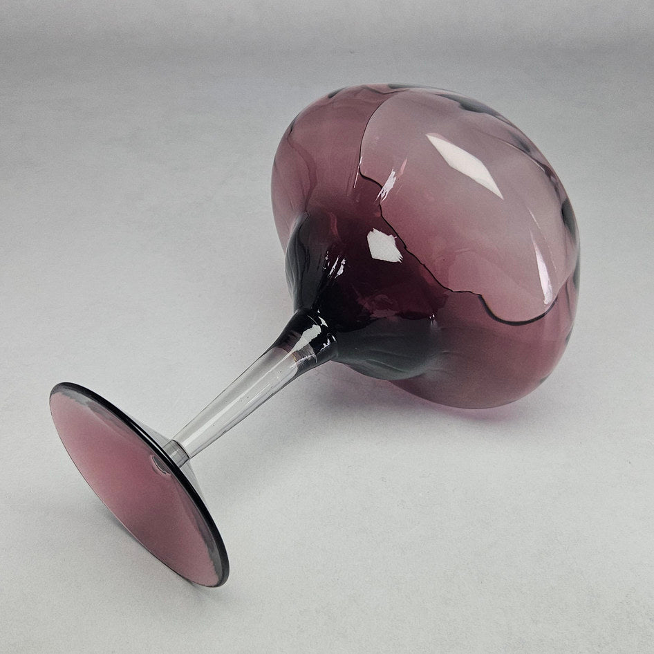 Vintage Amethyst Empoli Glass Footed Coupe Dessert Bowl