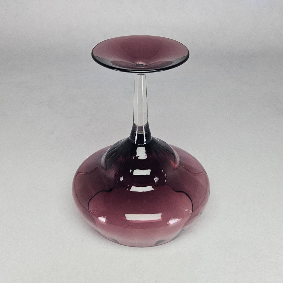 Vintage Amethyst Empoli Glass Footed Coupe Dessert Bowl