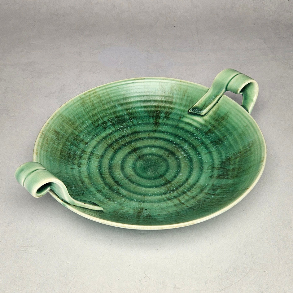 Beswick Ware green scroll handle bowl, ceramic product view 6