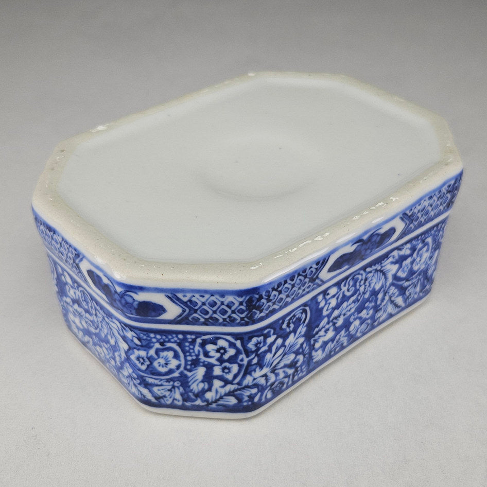 Vintage Blue and White Portuguese-Style Porcelain Lidded Trinket Box