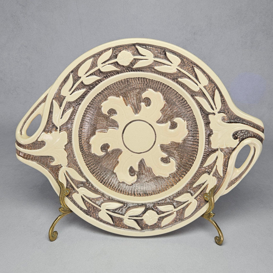 Vintage Burleigh Ware Art Deco handled bowl, front view