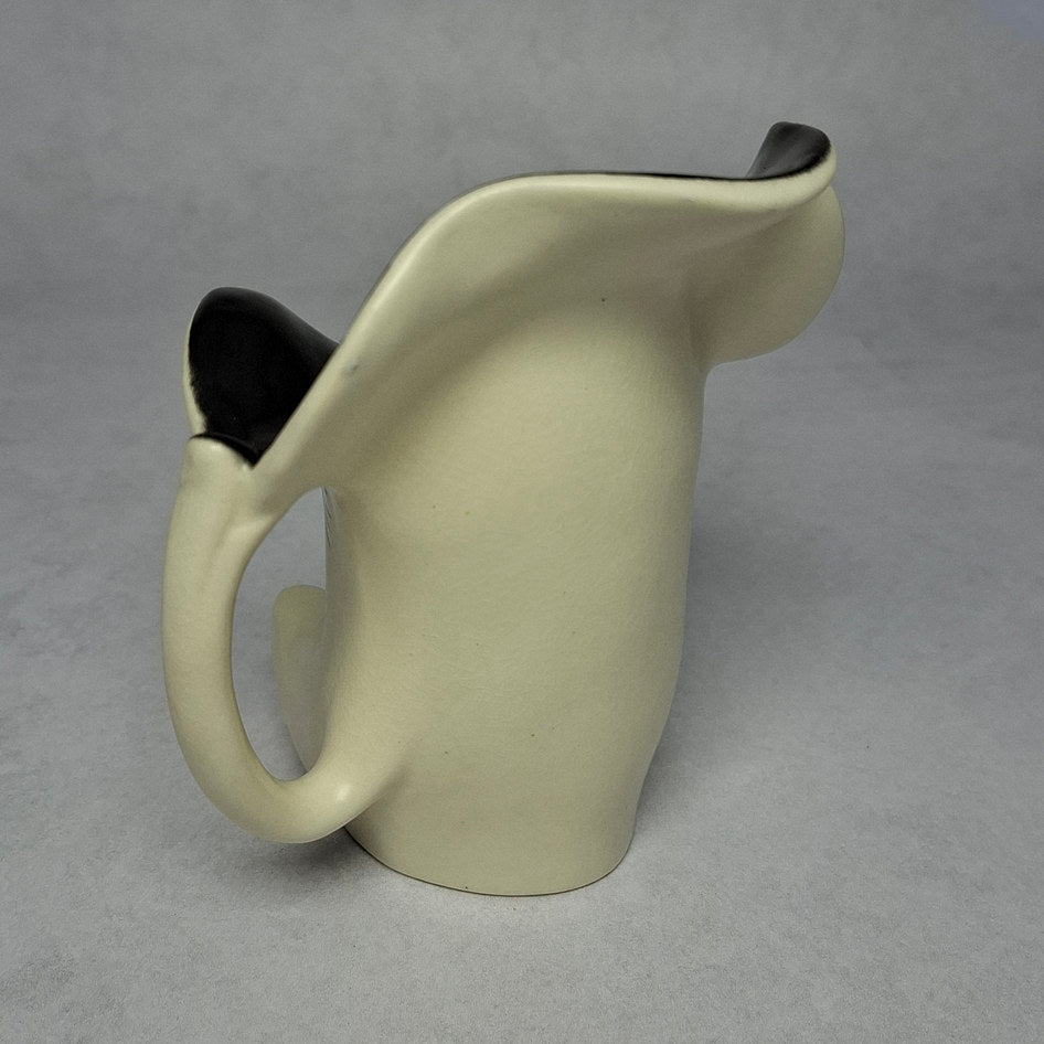 Vintage Burleigh Ware Cream and Black Ceramic Pitcher with Atomic Starburst Design