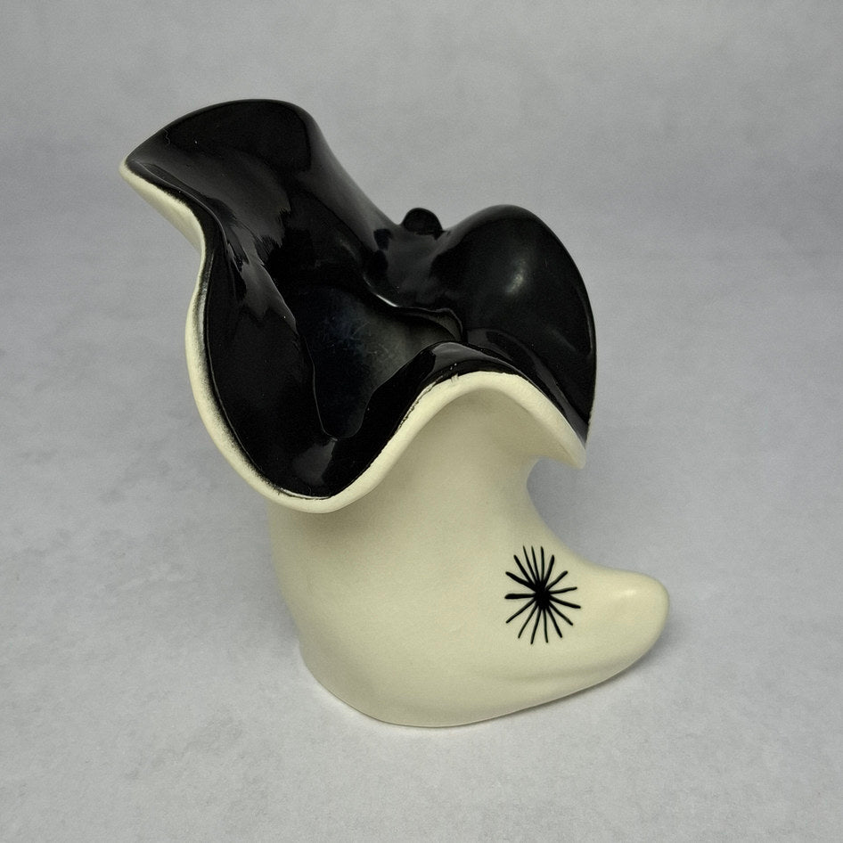 Vintage Burleigh Ware Cream and Black Ceramic Pitcher with Atomic Starburst Design