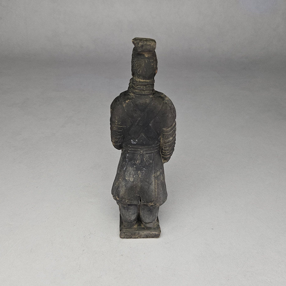 Vintage Chinese Terracotta Warrior Helmeted Standing Statue